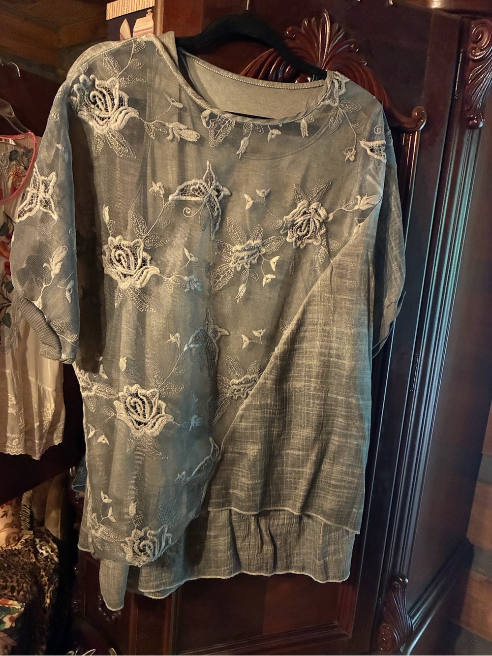 Simply Couture Silver-Gray Satin Top